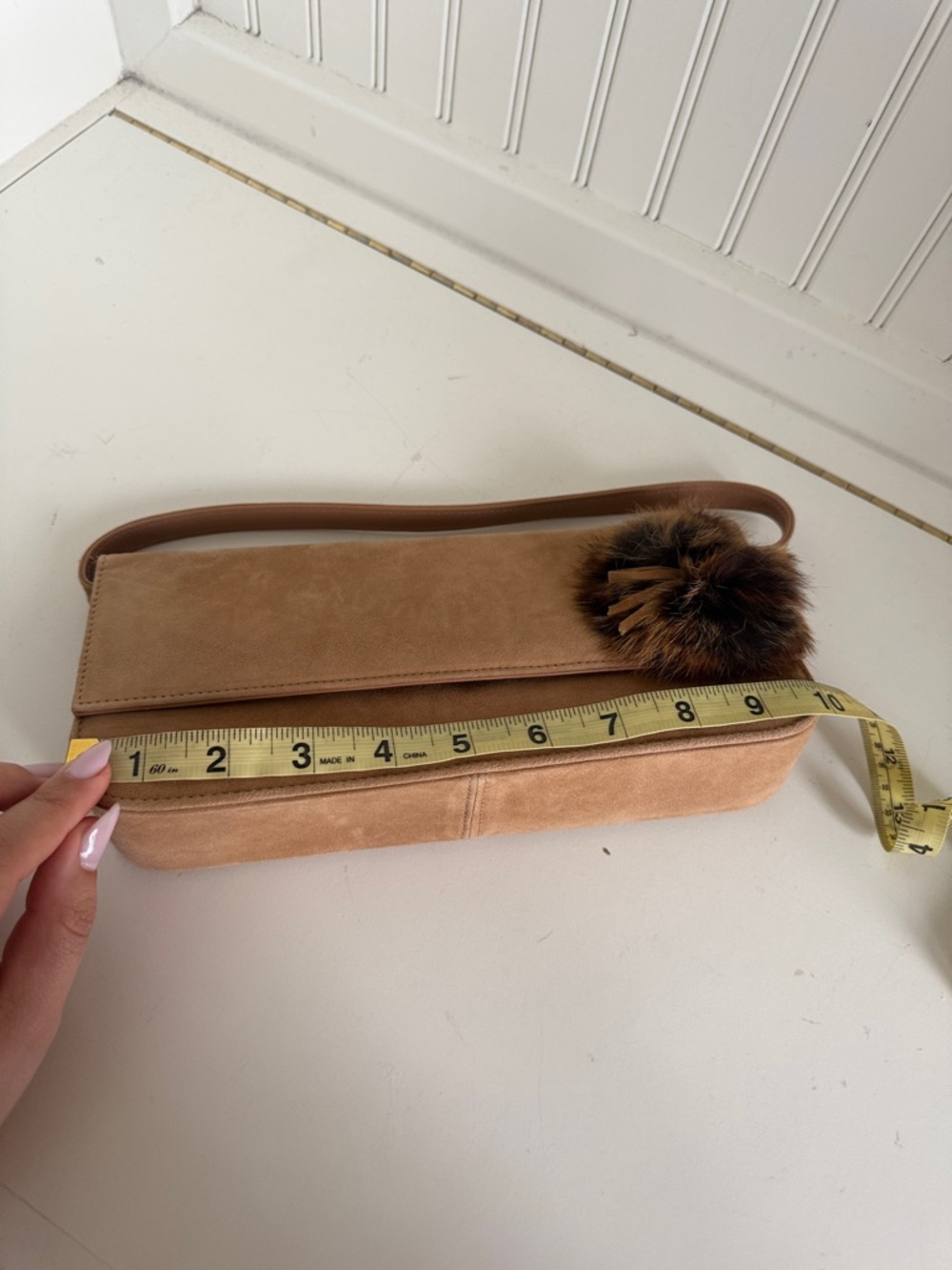Stuart Weitzman Brown Suede Shoulder Bag - Picture 9 of 9
